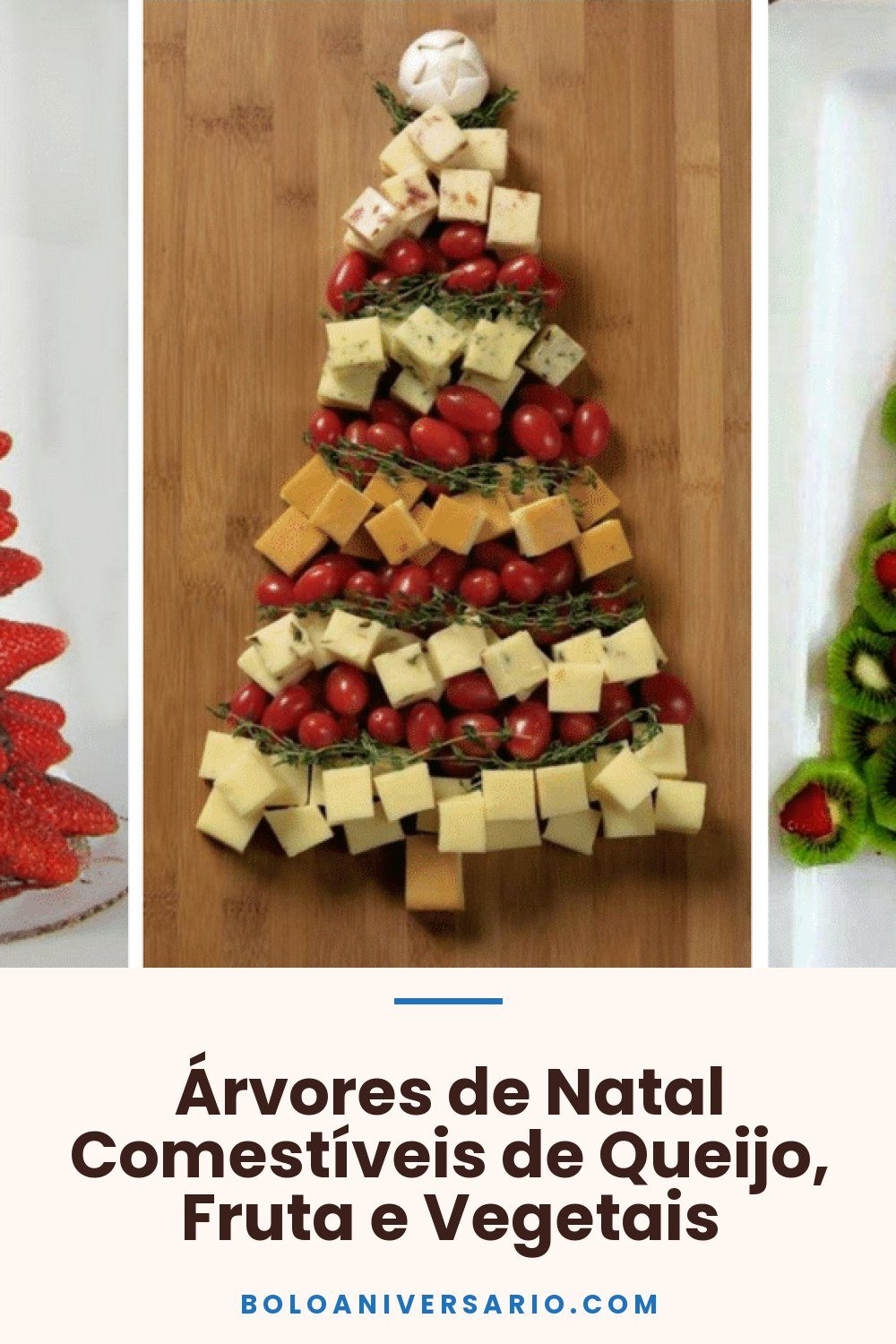 Árvores de Natal Comestíveis de Queijo, Fruta e Vegetais