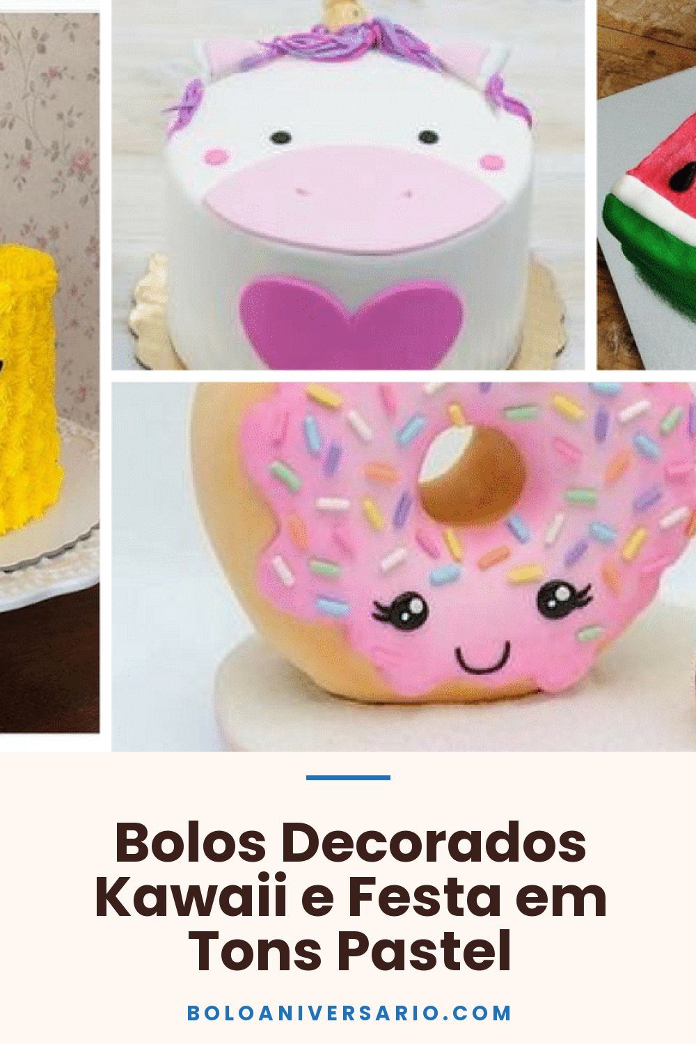 Bolos Decorados Kawaii e Festa em Tons Pastel