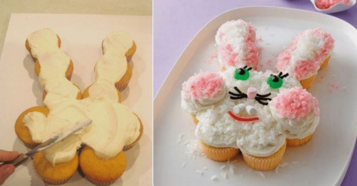 Coelhinho da Pascoa feito de cupcakes