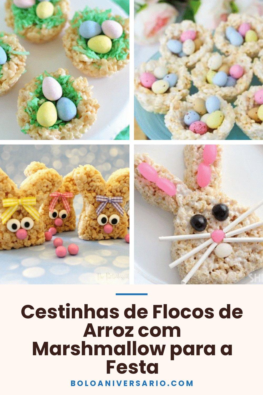 Cestinhas de Flocos de Arroz com Marshmallow para a Festa
