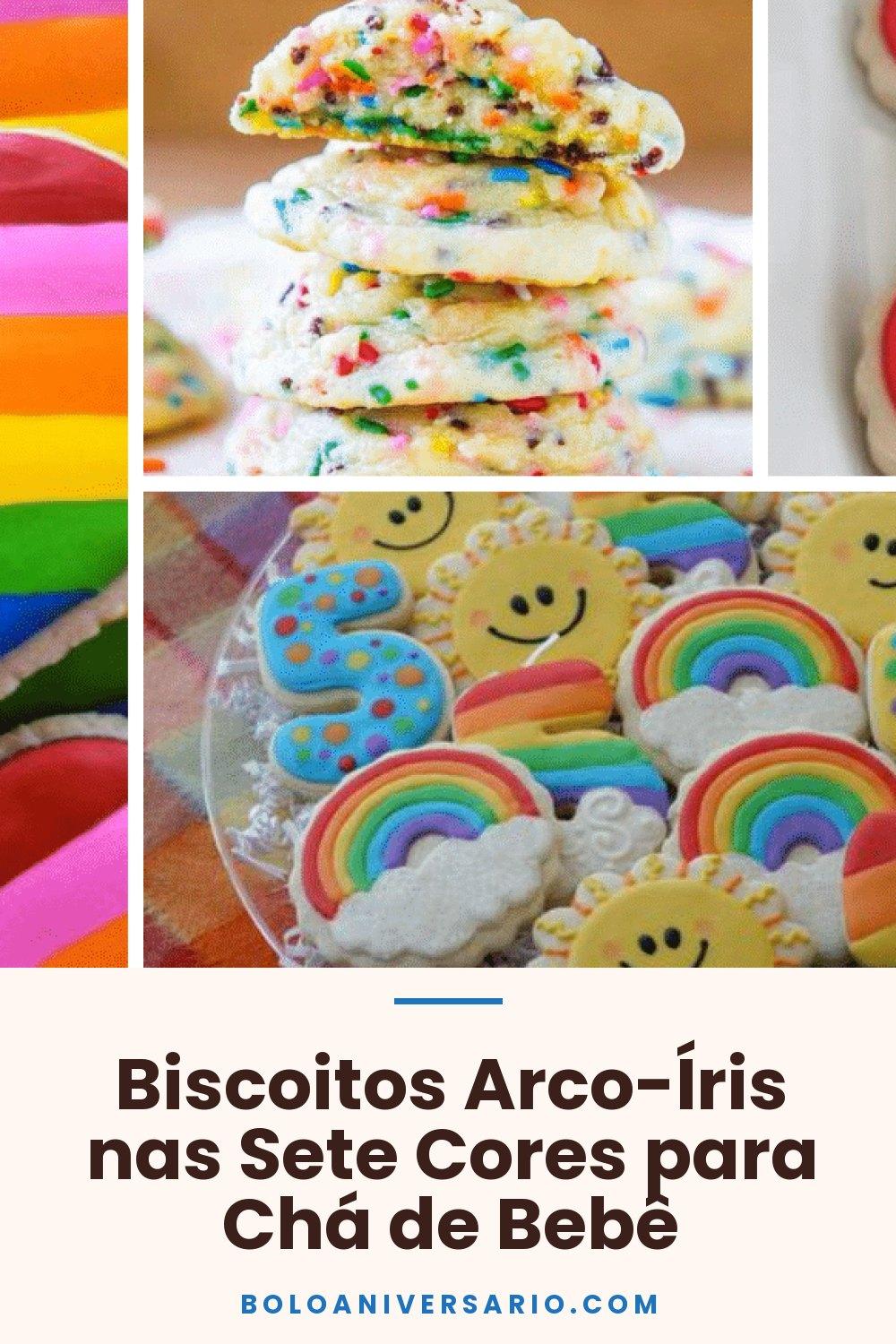 Biscoitos Arco-Íris nas Sete Cores para Chá de Bebê