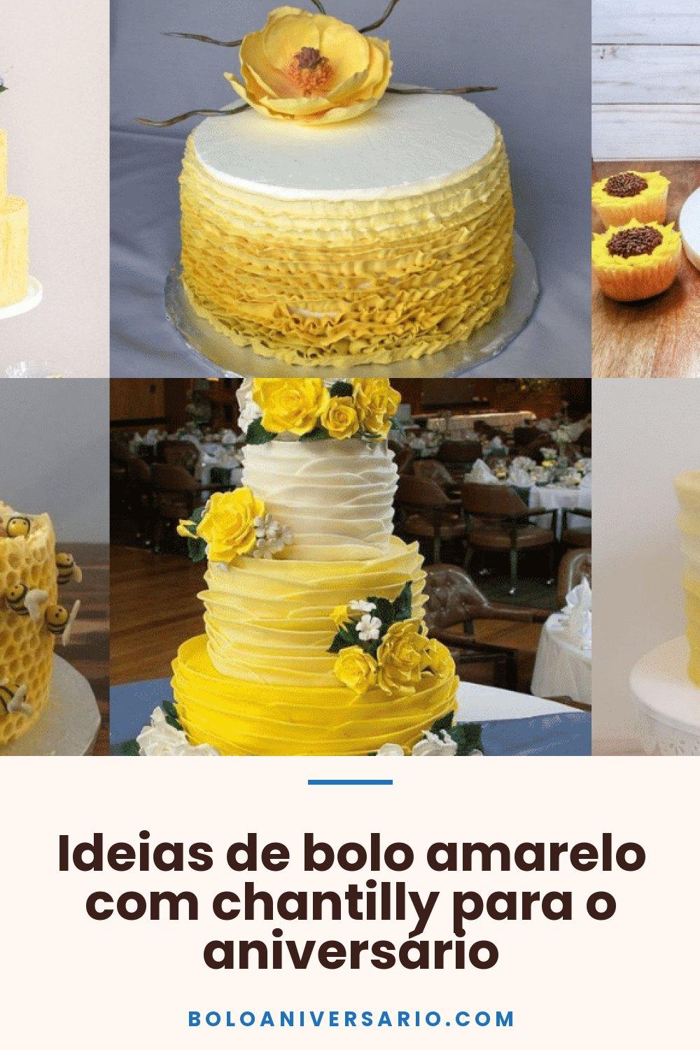 Ideias de bolo amarelo com chantilly para o aniversário