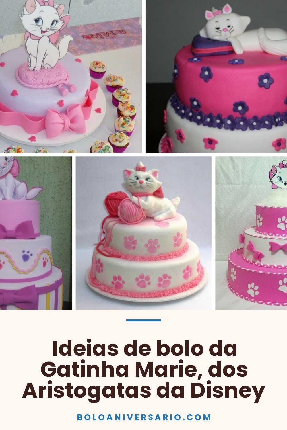 Ideias de bolo da Gatinha Marie, dos Aristogatas da Disney