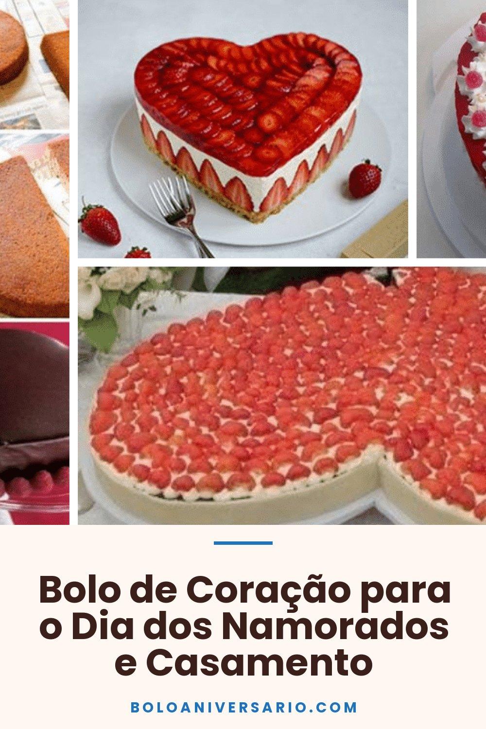 Bolo de Coração para o Dia dos Namorados e Casamento