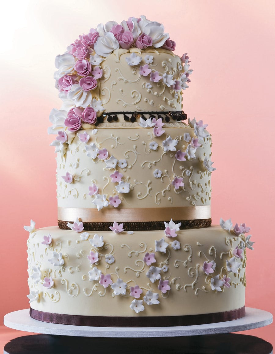 bolo de noiva flores