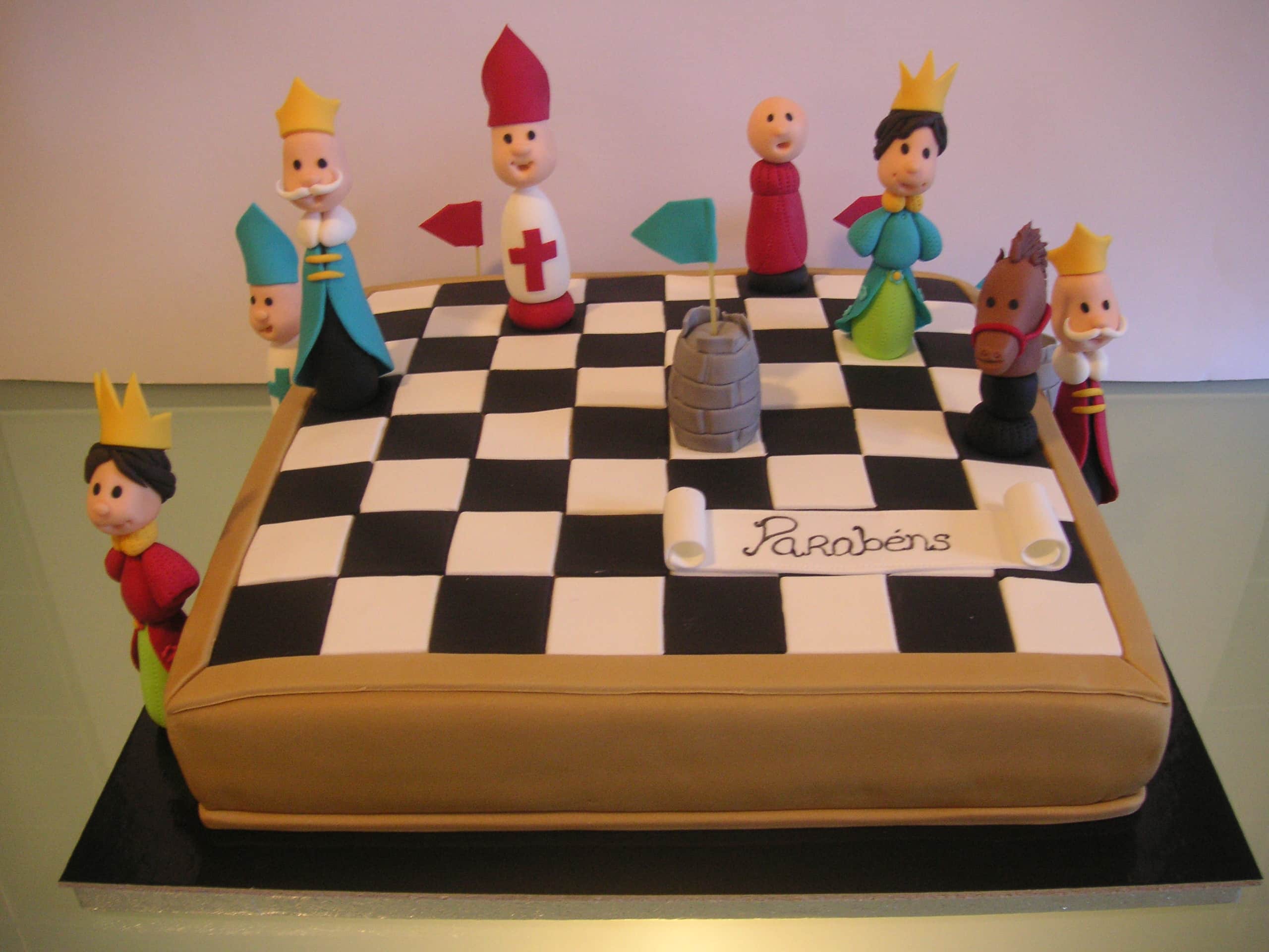 bolo de xadrez decorado