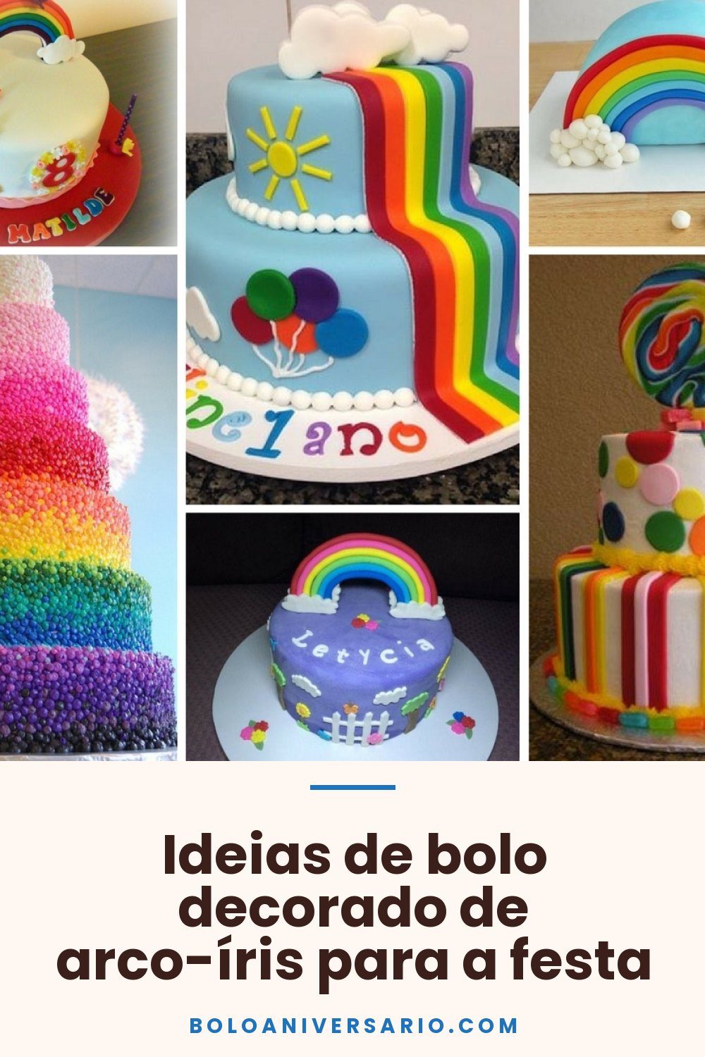 Ideias de bolo decorado de arco-íris para a festa