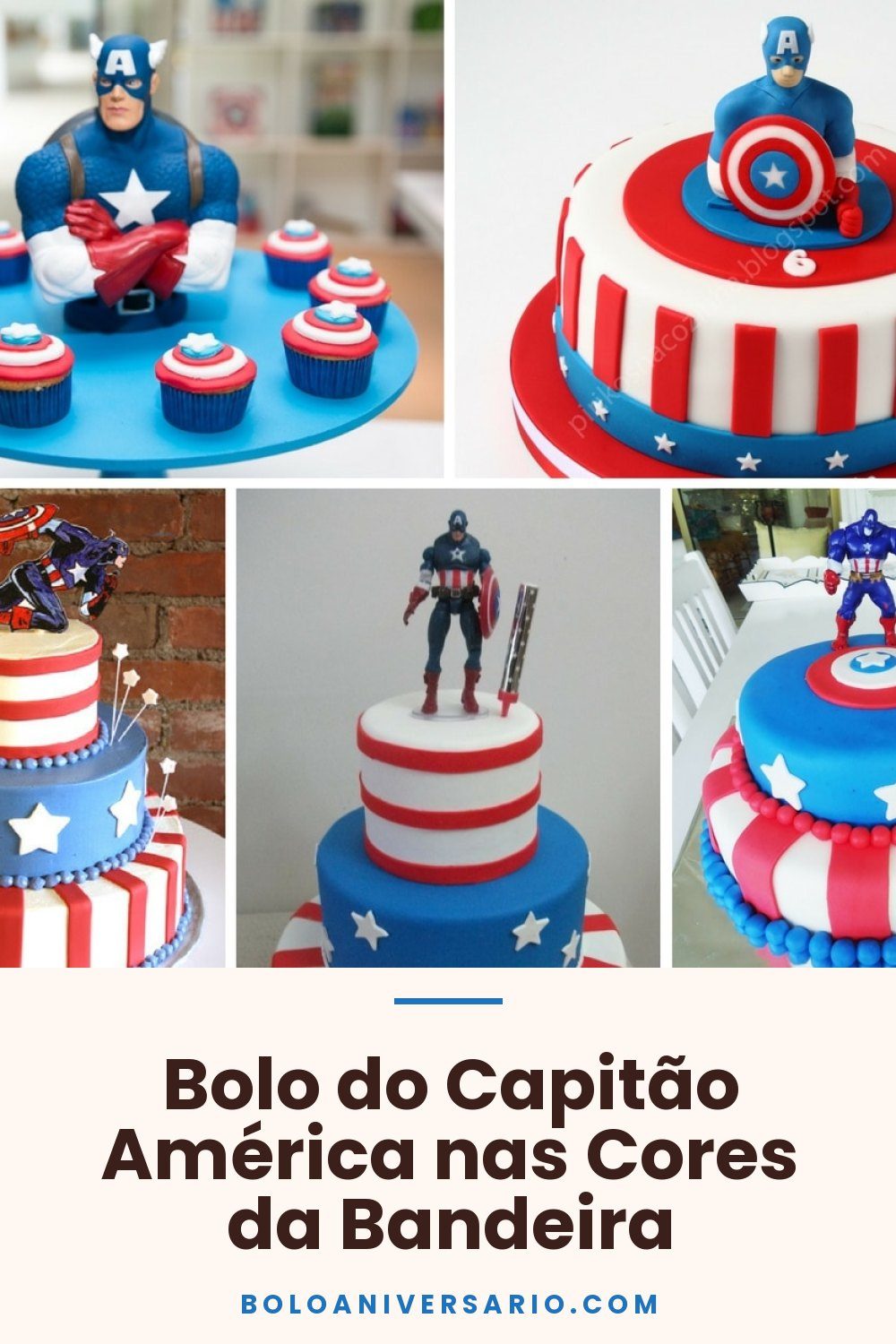 Bolo do Capitão América nas Cores da Bandeira