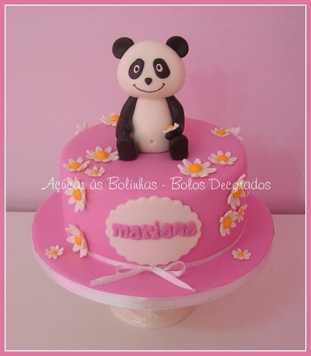 bolo decorado panda menina