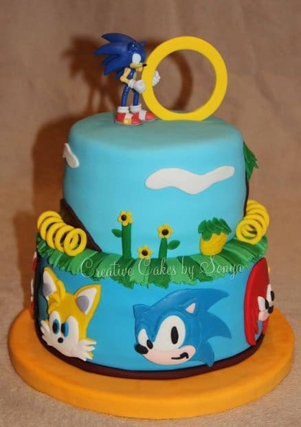 bolo do sonic decorado