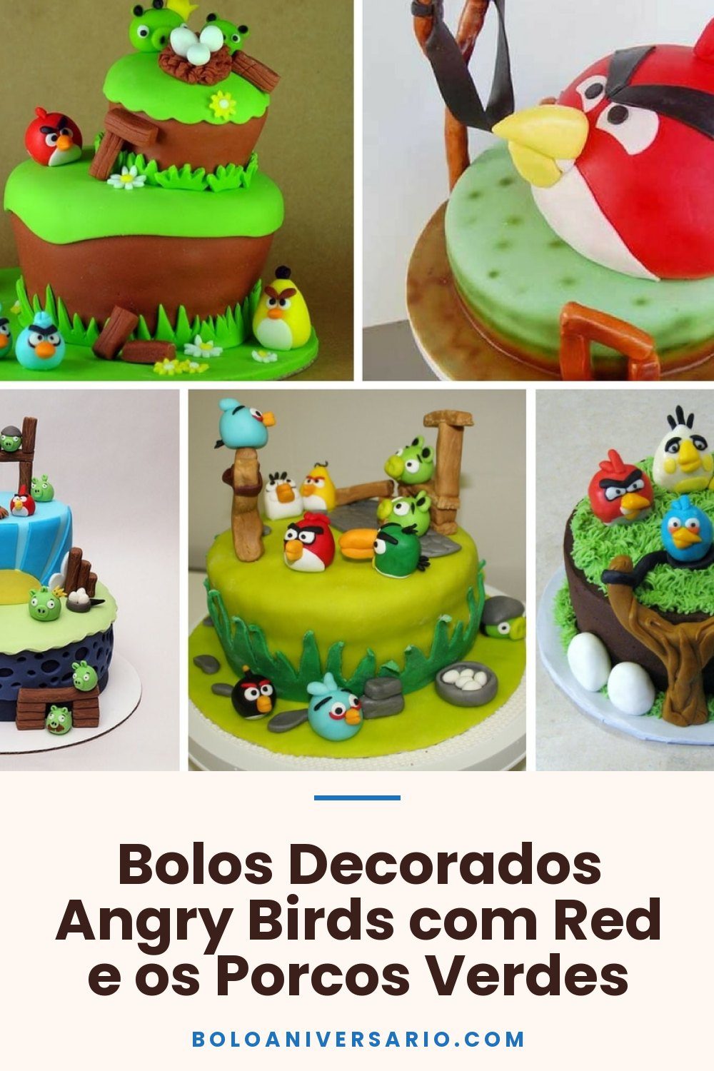 Bolos Decorados Angry Birds com Red e os Porcos Verdes