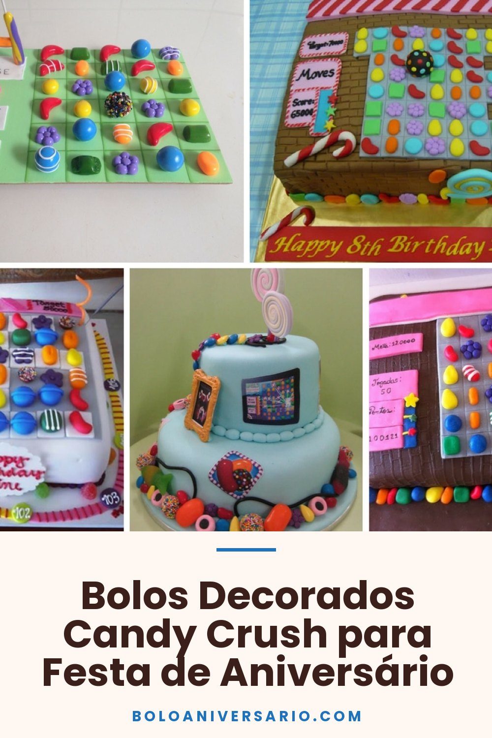 Bolos Decorados Candy Crush para Festa de Aniversário