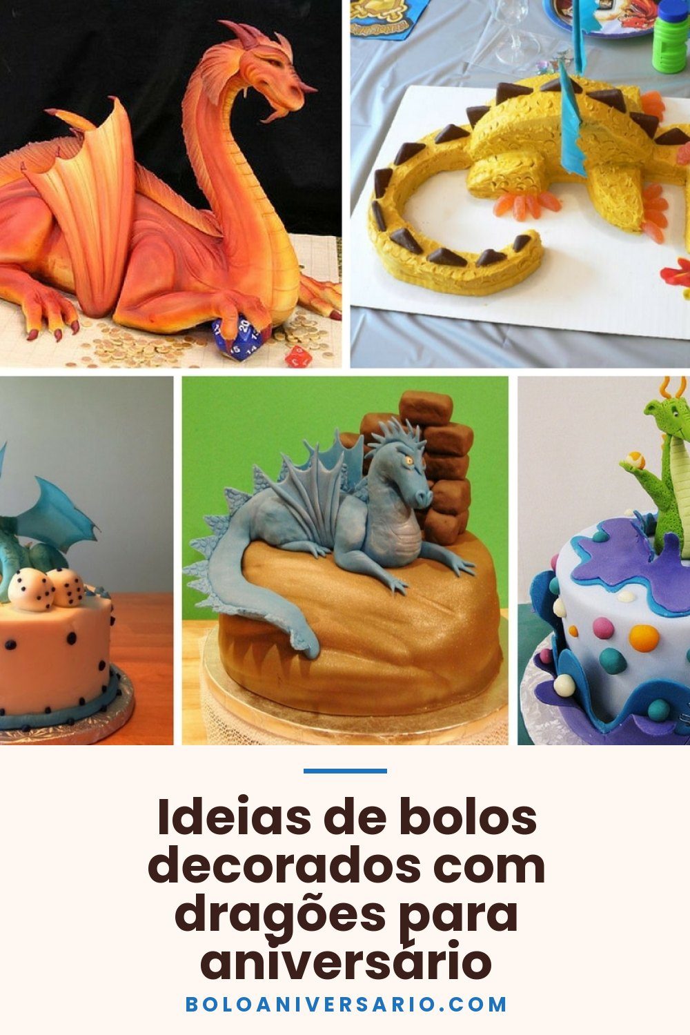 Ideias de bolos decorados com dragões para aniversário