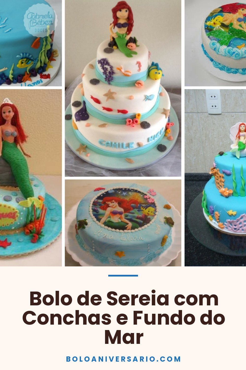 Bolo de Sereia com Conchas e Fundo do Mar
