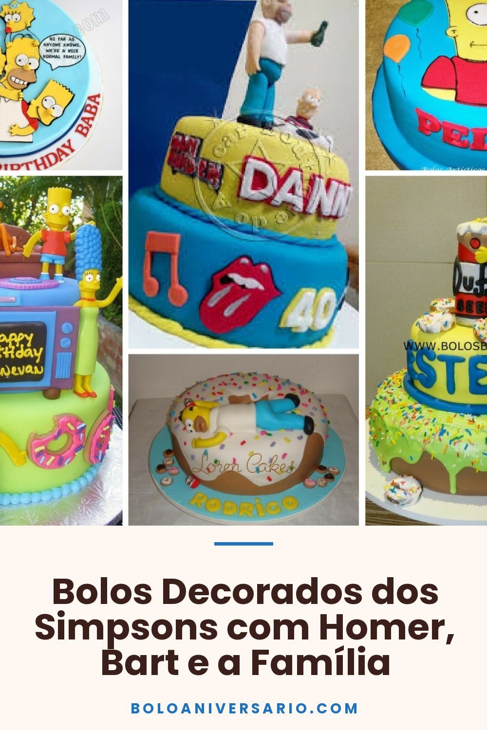 Bolos Decorados dos Simpsons com Homer, Bart e a Família