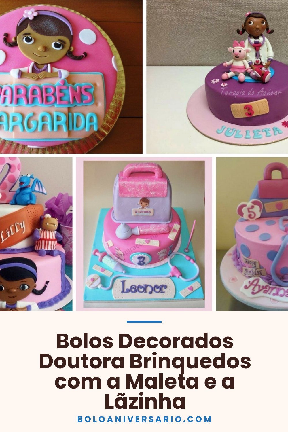 Bolos Decorados Doutora Brinquedos com a Maleta e a Lãzinha