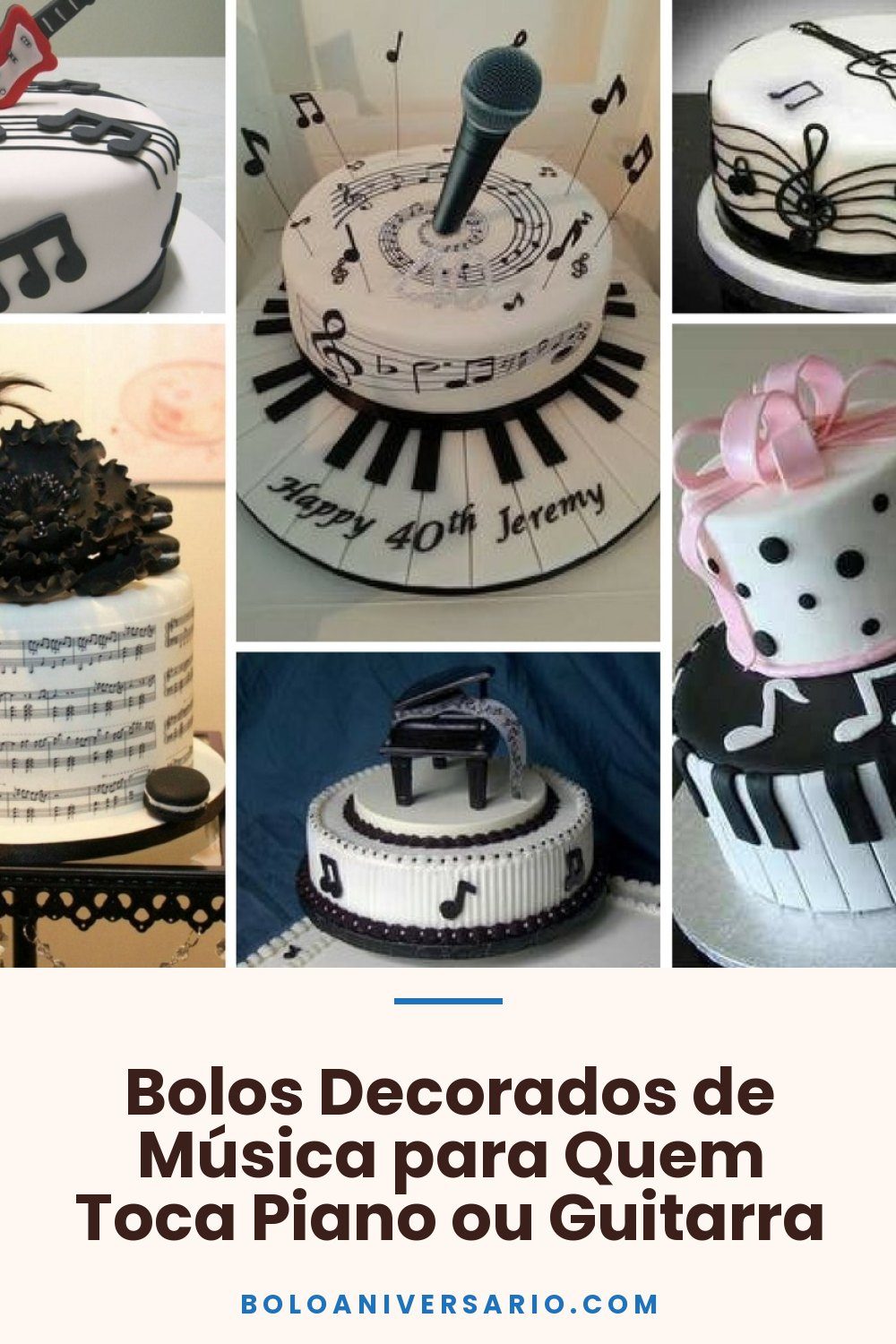 Bolos Decorados de Música para Quem Toca Piano ou Guitarra