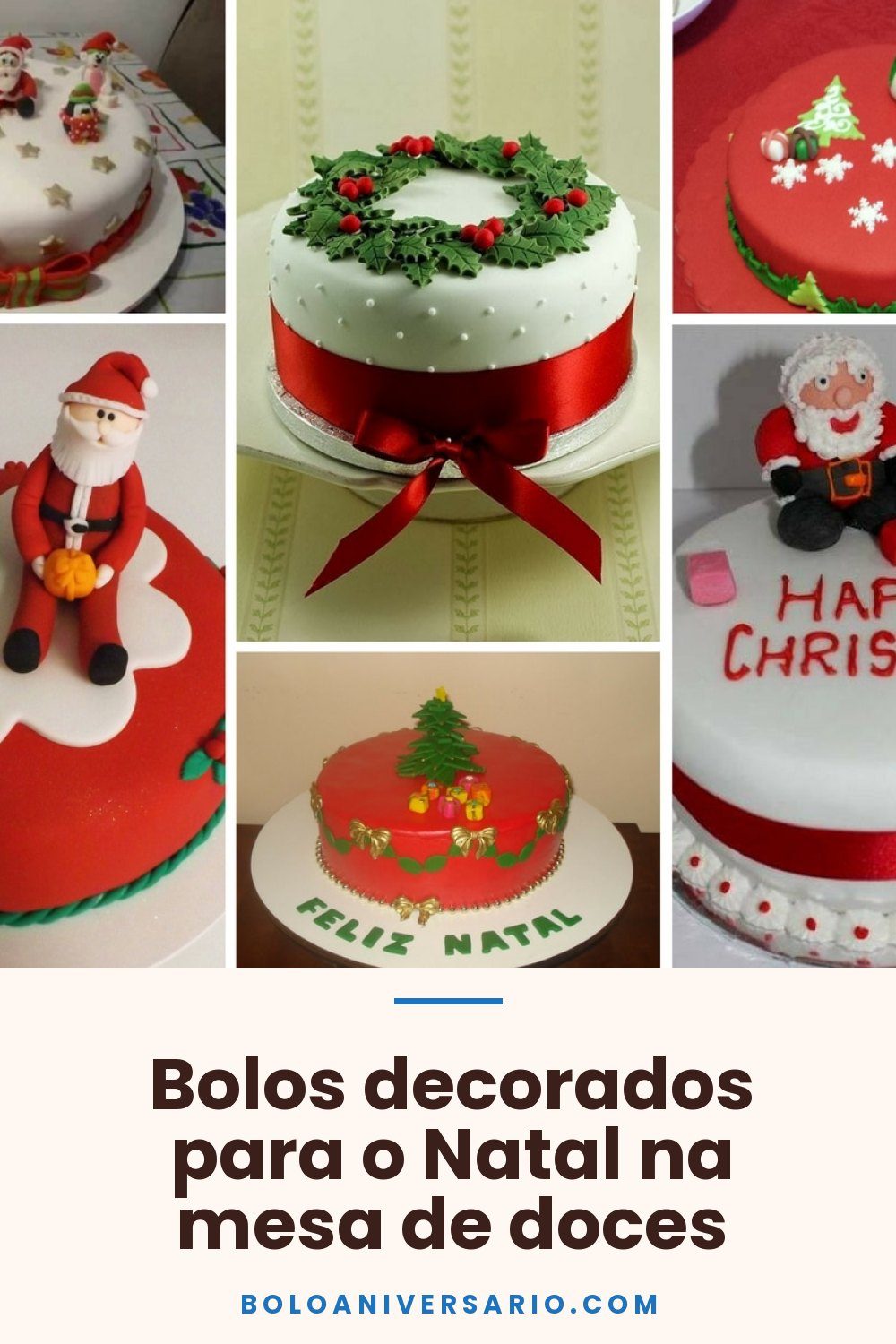 Bolos decorados para o Natal na mesa de doces