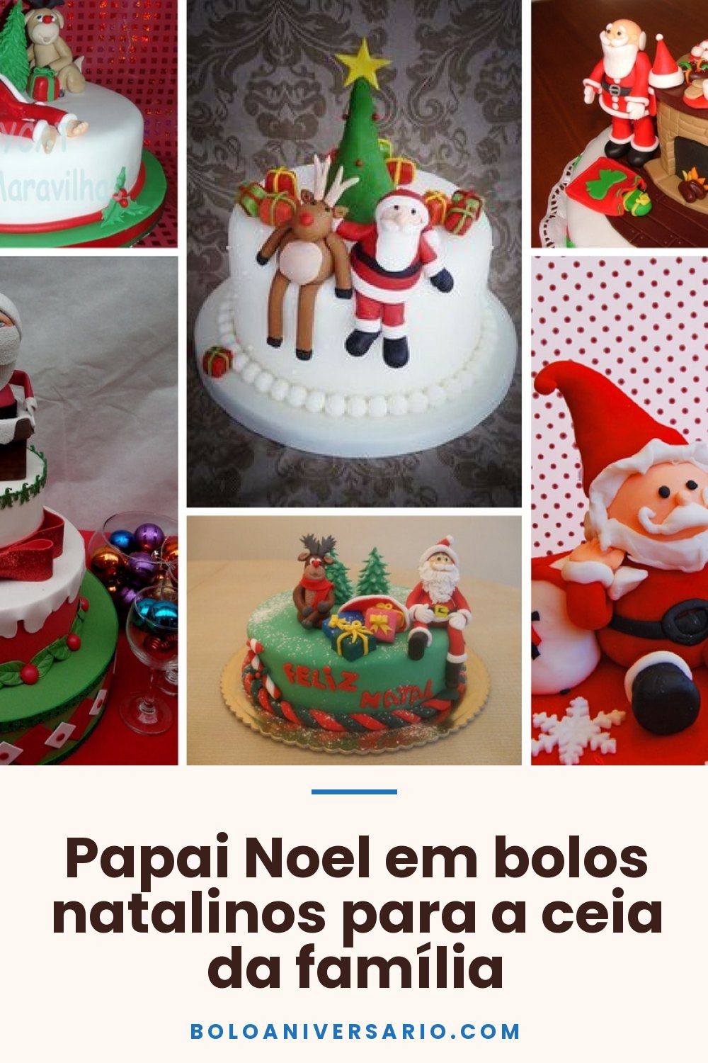 Papai Noel em bolos natalinos para a ceia da família