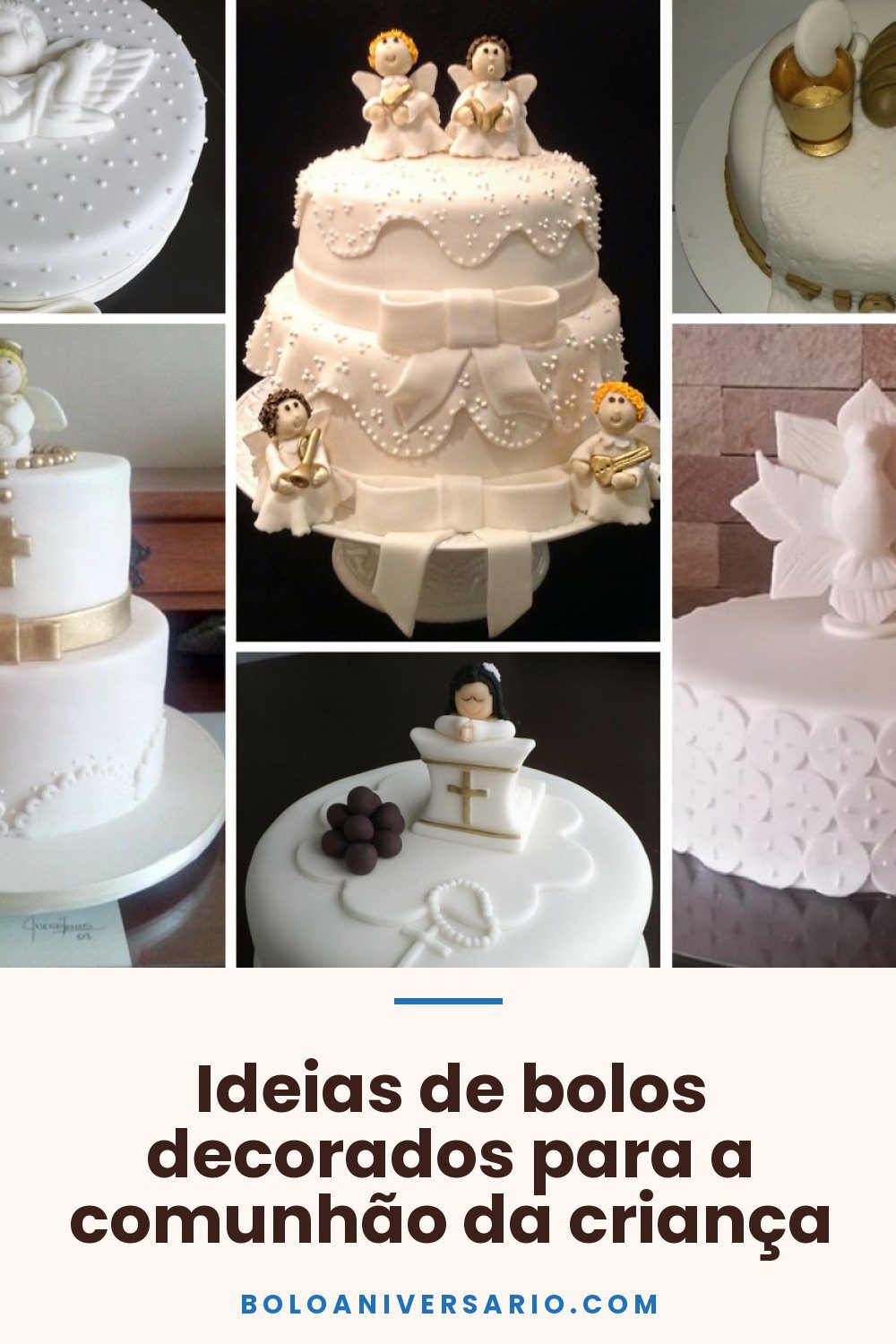 Ideias de bolos decorados para a comunhão da criança