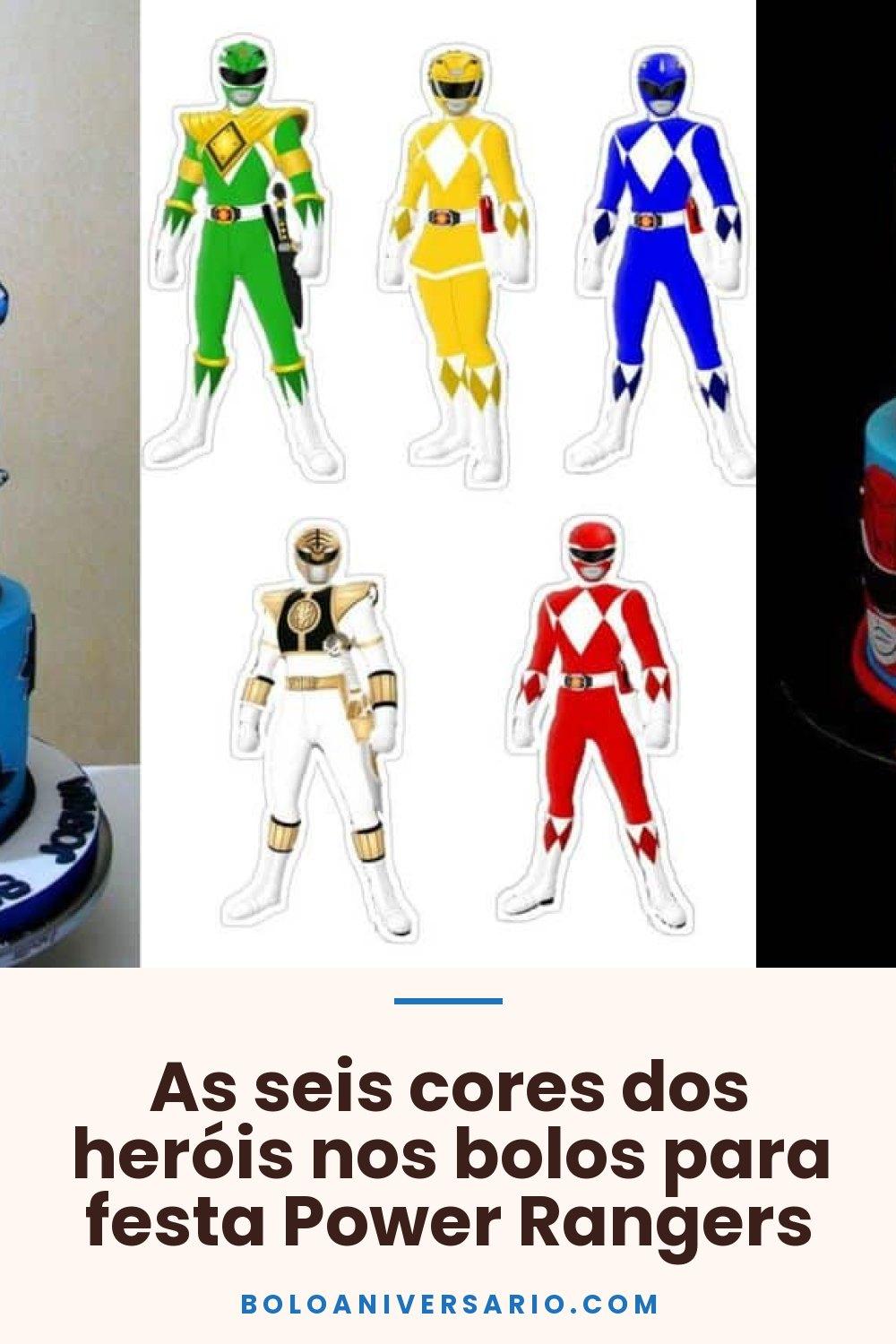 As seis cores dos heróis nos bolos para festa Power Rangers