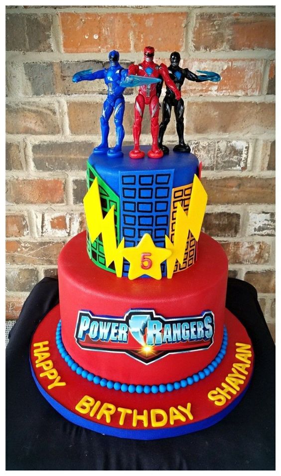 bolos decorados para festa power rangers 4