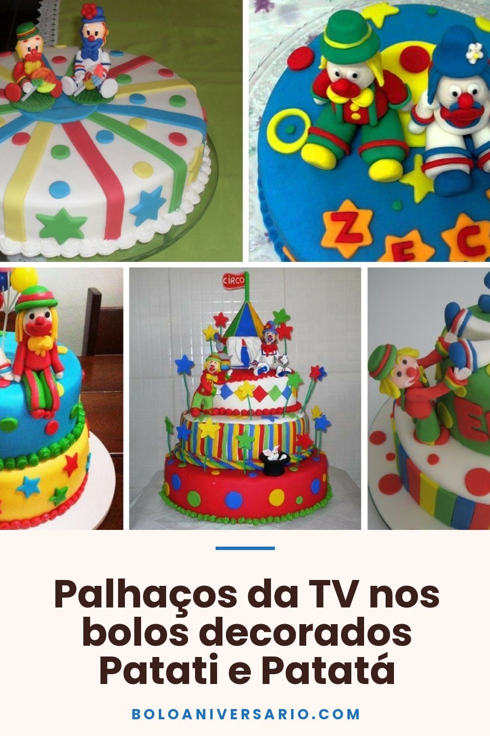 Palhaços da TV nos bolos decorados Patati e Patatá