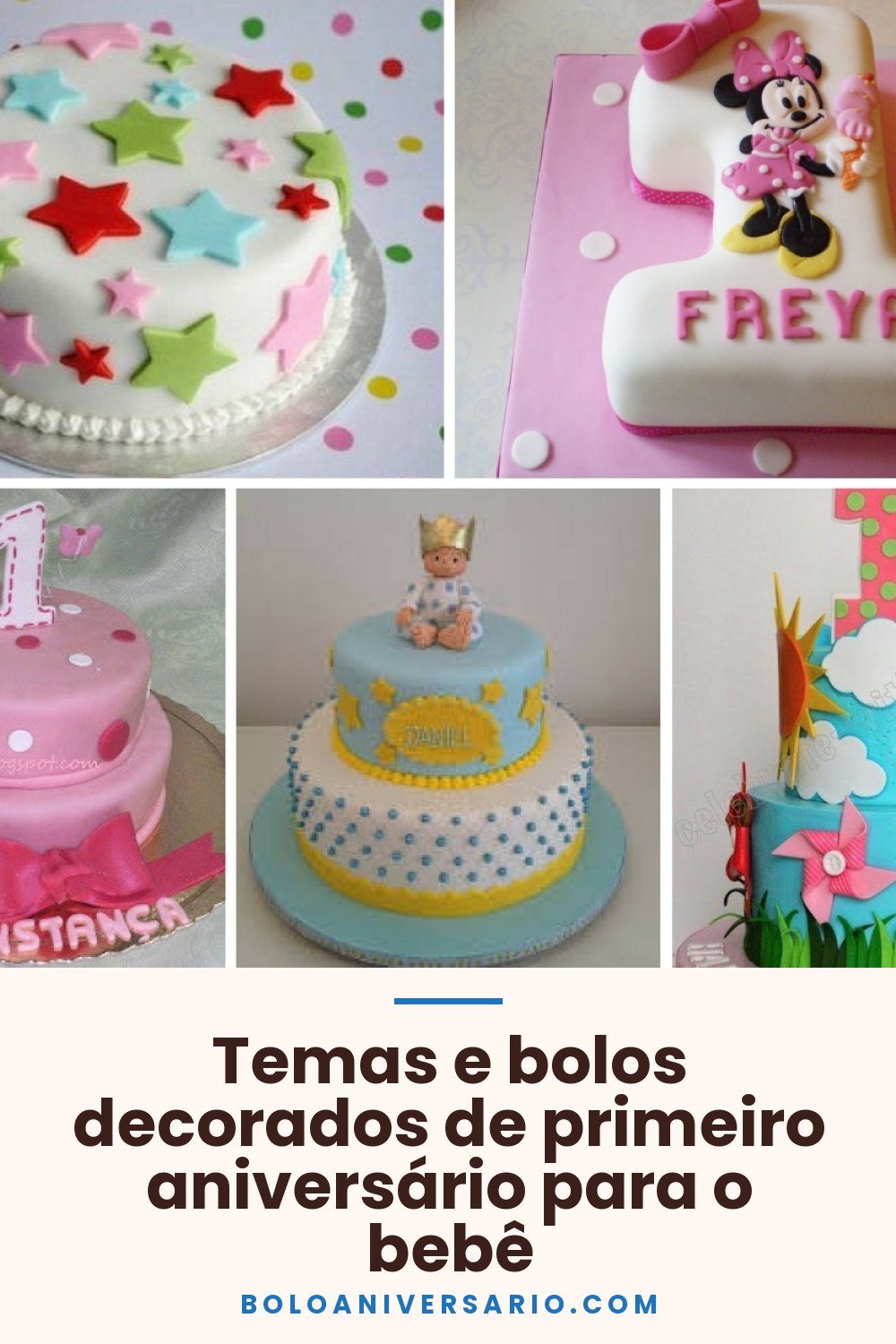 Temas e bolos decorados de primeiro aniversário para o bebê