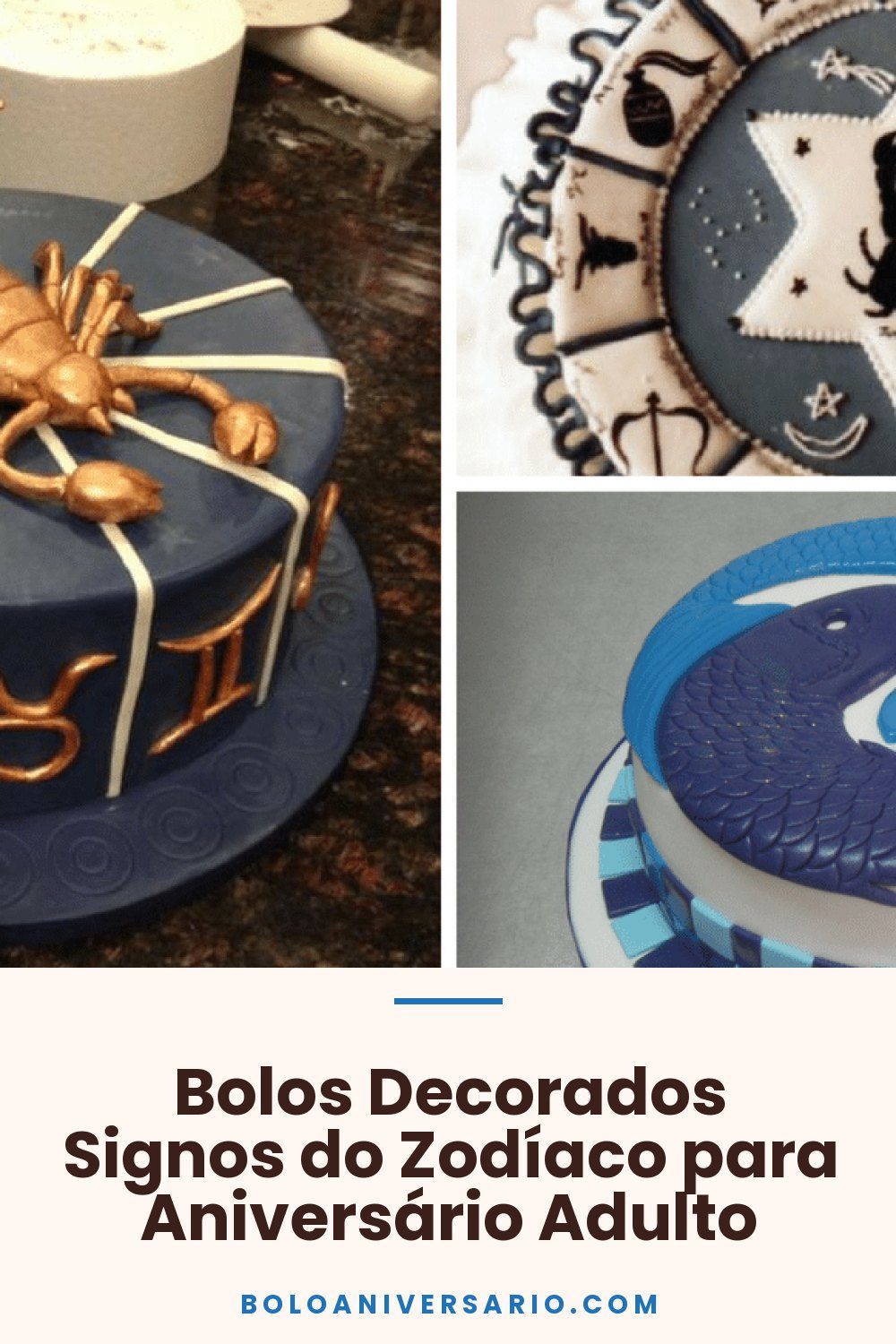 Bolos Decorados Signos do Zodíaco para Aniversário Adulto