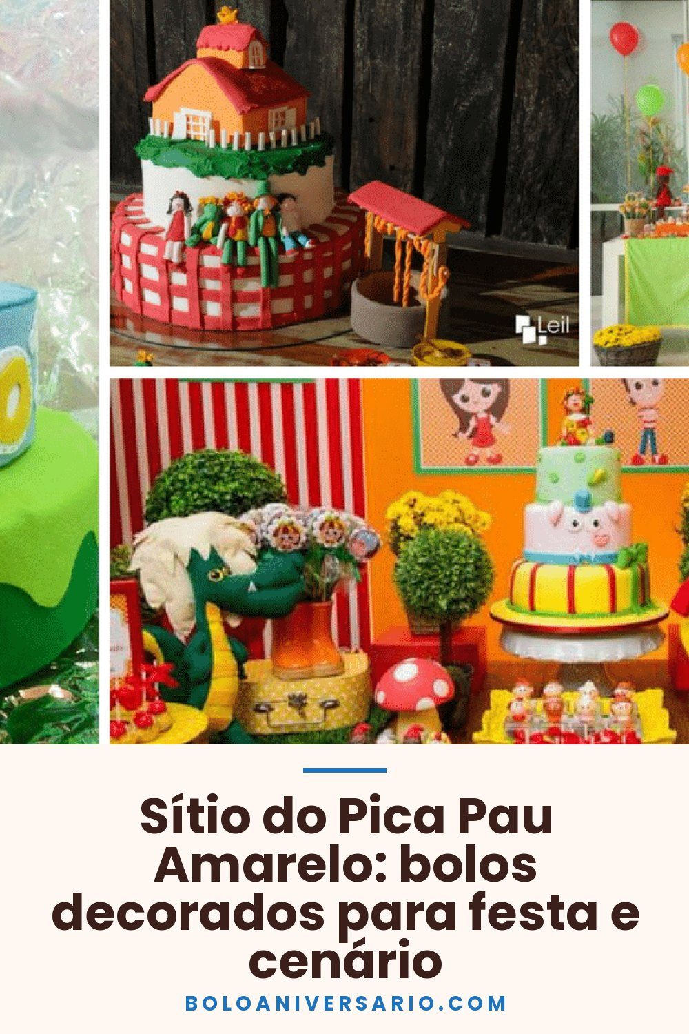 Sítio do Pica Pau Amarelo: bolos decorados para festa e cenário