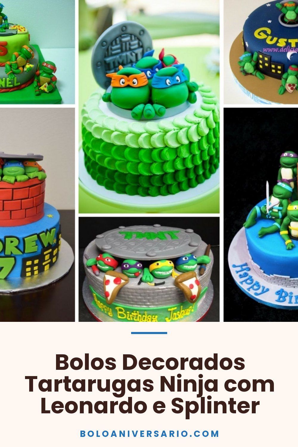Bolos Decorados Tartarugas Ninja com Leonardo e Splinter