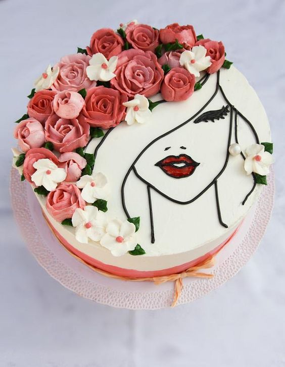 bolos femininos com flores e frutas nos cabelos 1