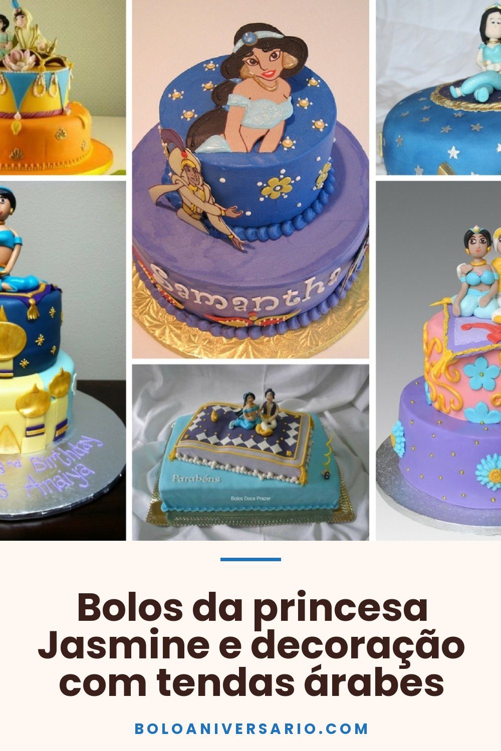 Bolos da princesa Jasmine e decoração com tendas árabes
