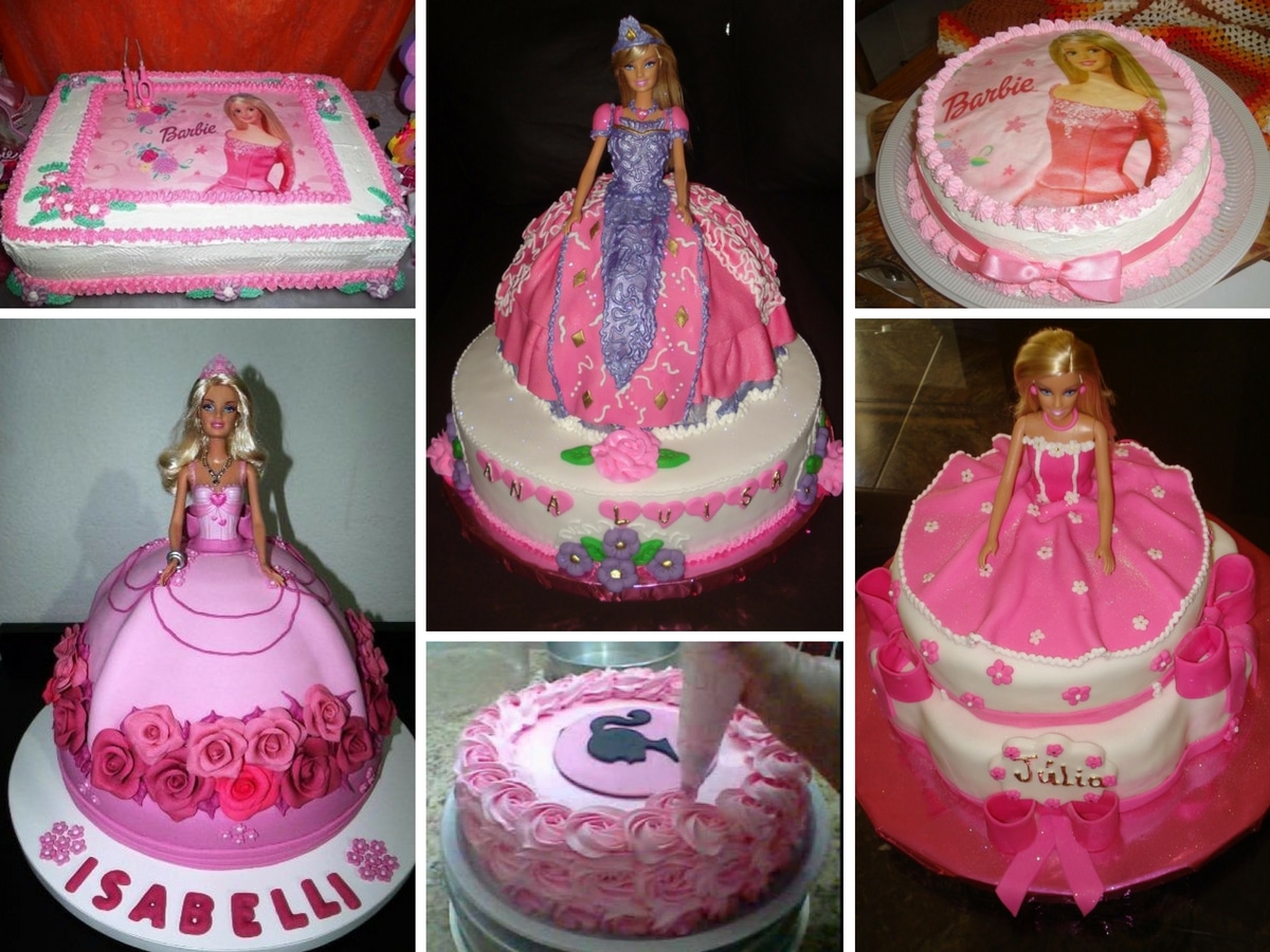 bolo da barbie quadrado de aniversário