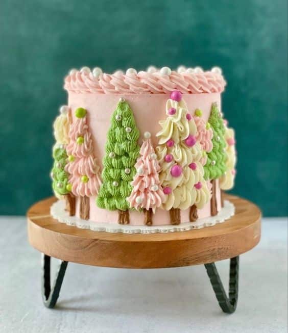 cakes de natal para voce se inspirar rosa