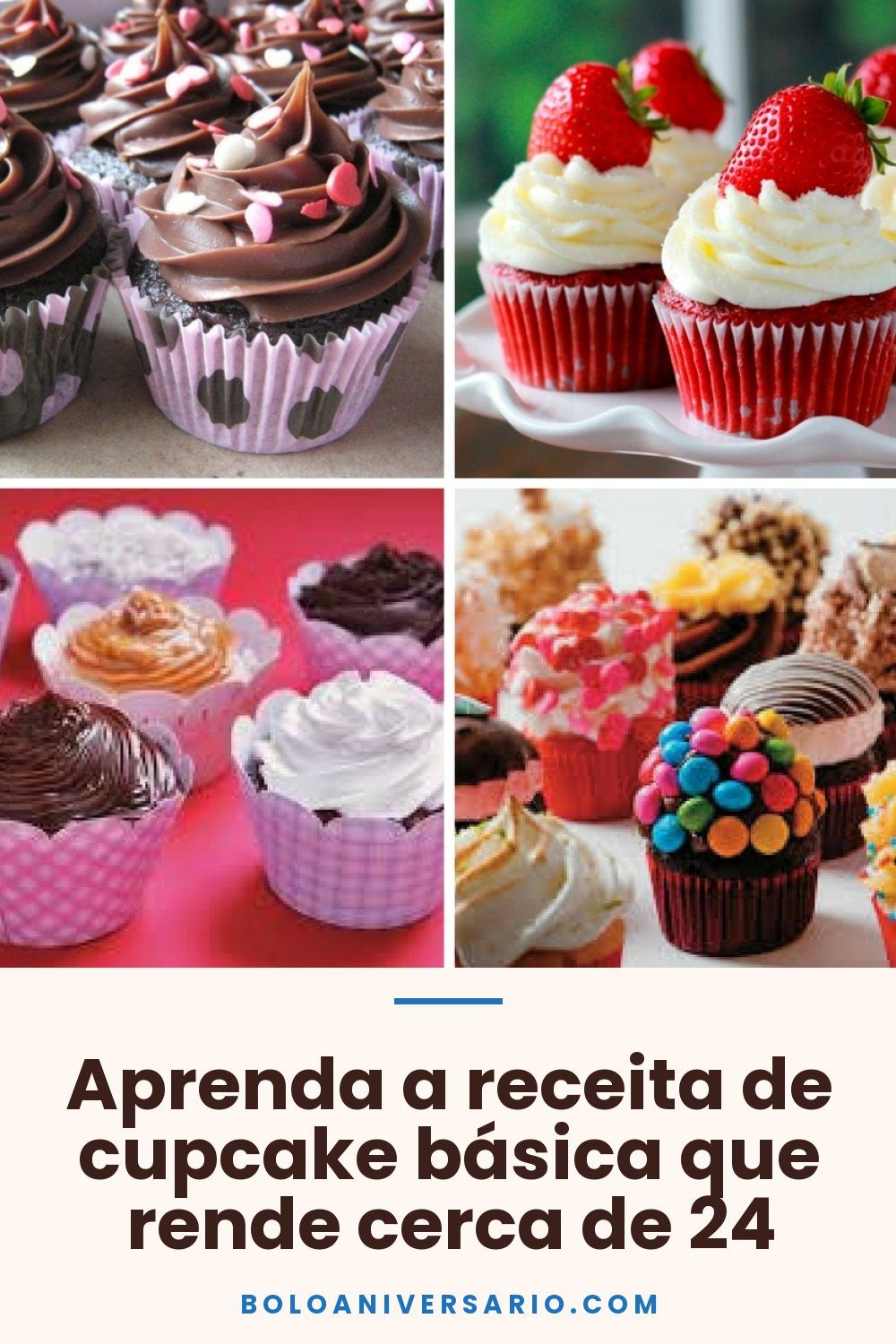 Aprenda a receita de cupcake básica que rende cerca de 24