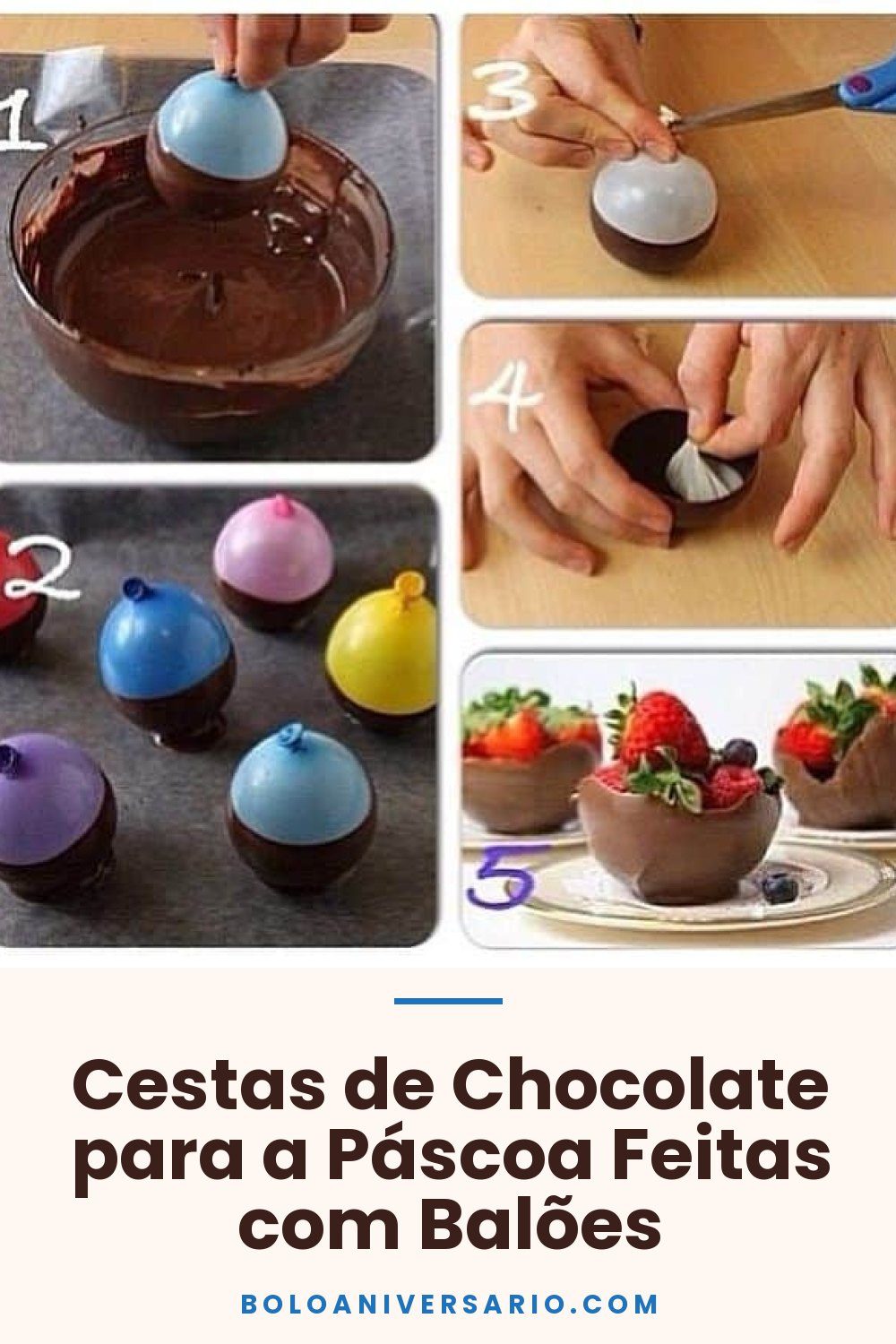 Cestas de Chocolate para a Páscoa Feitas com Balões