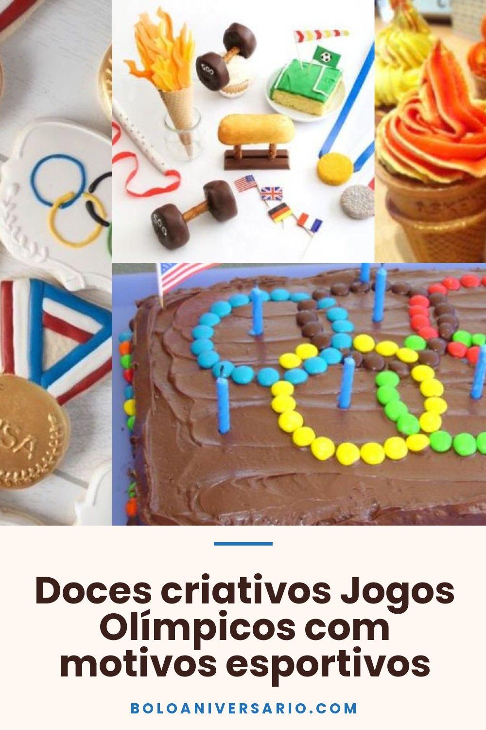 Doces criativos Jogos Olímpicos com motivos esportivos