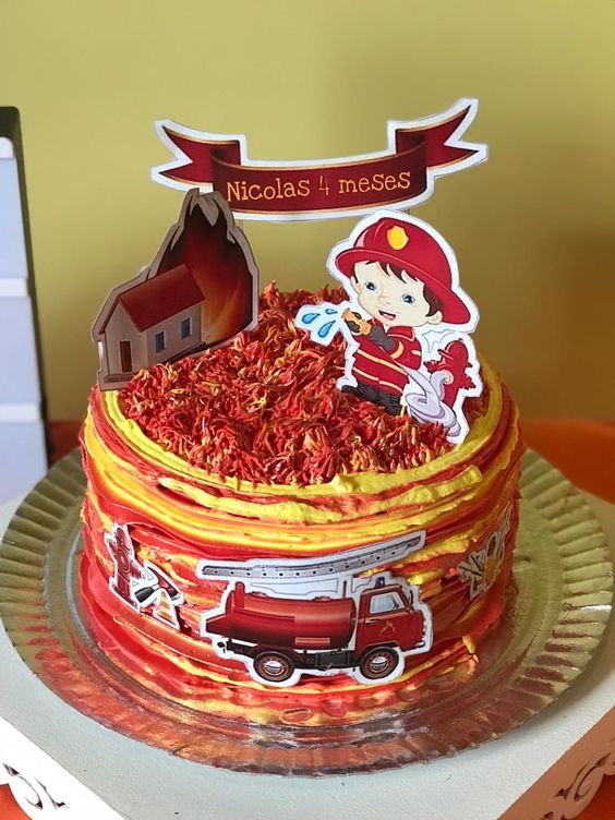 festa bombeiro bolo infantil