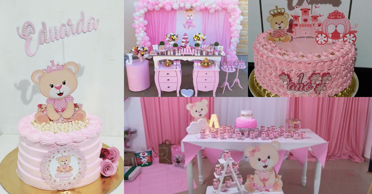 Festa Da Ursa Princesa- Tudo Para Uma Festa De Sonho  Bolo ursinha princesa,  Bolo de aniversário da princesa, Bolo ursinho