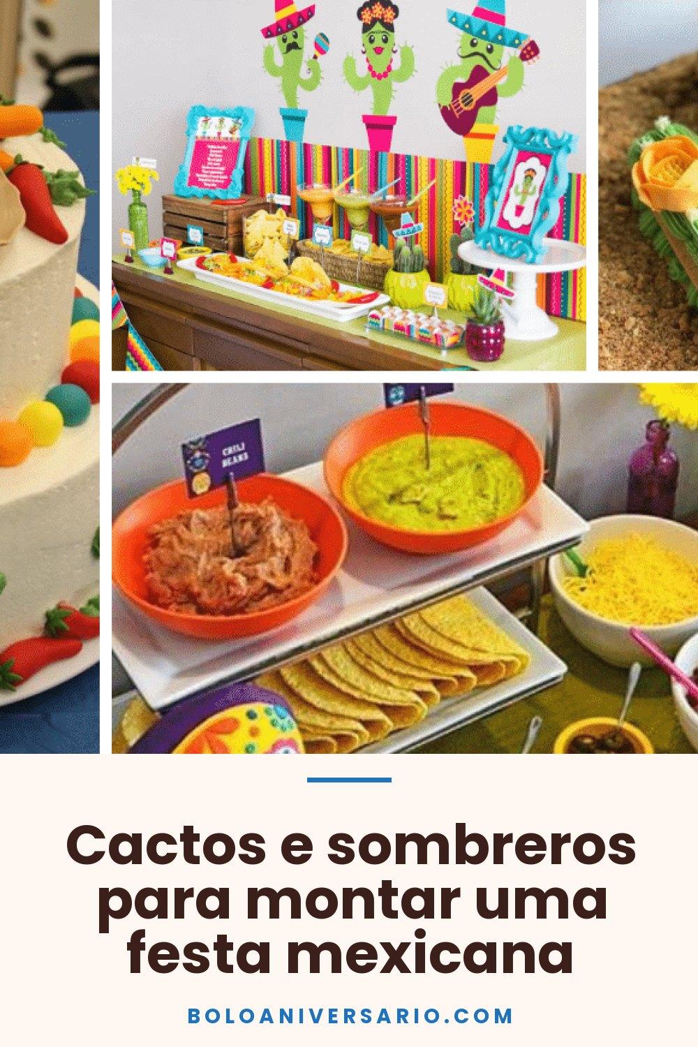Cactos e sombreros para montar uma festa mexicana