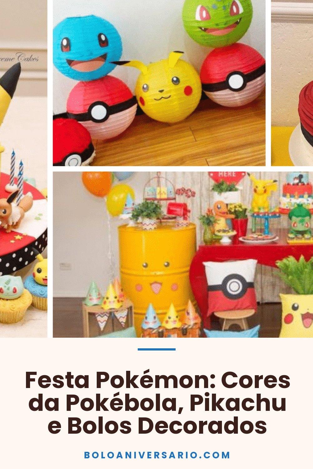Festa Pokémon: Cores da Pokébola, Pikachu e Bolos Decorados