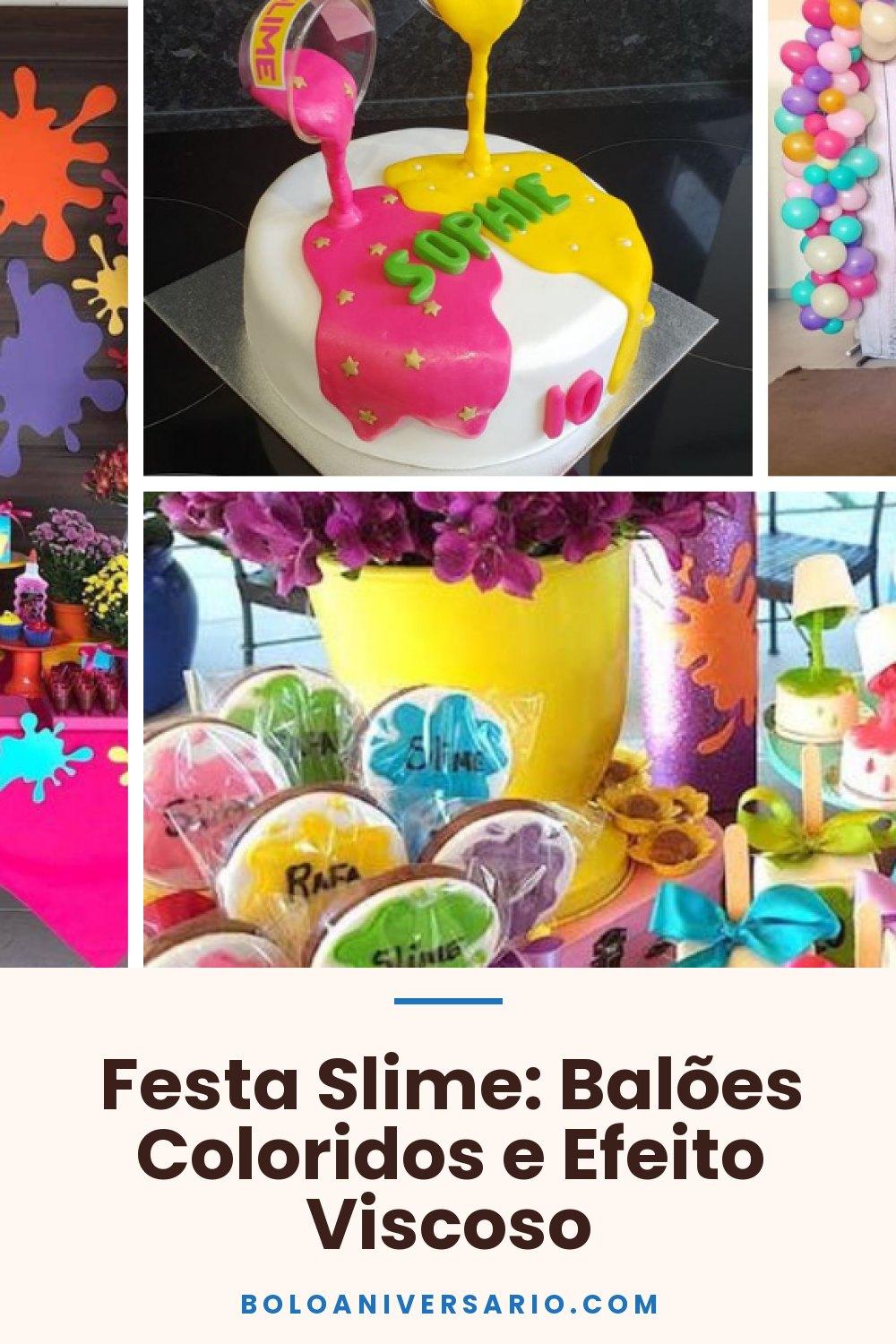 Festa Slime: Balões Coloridos e Efeito Viscoso
