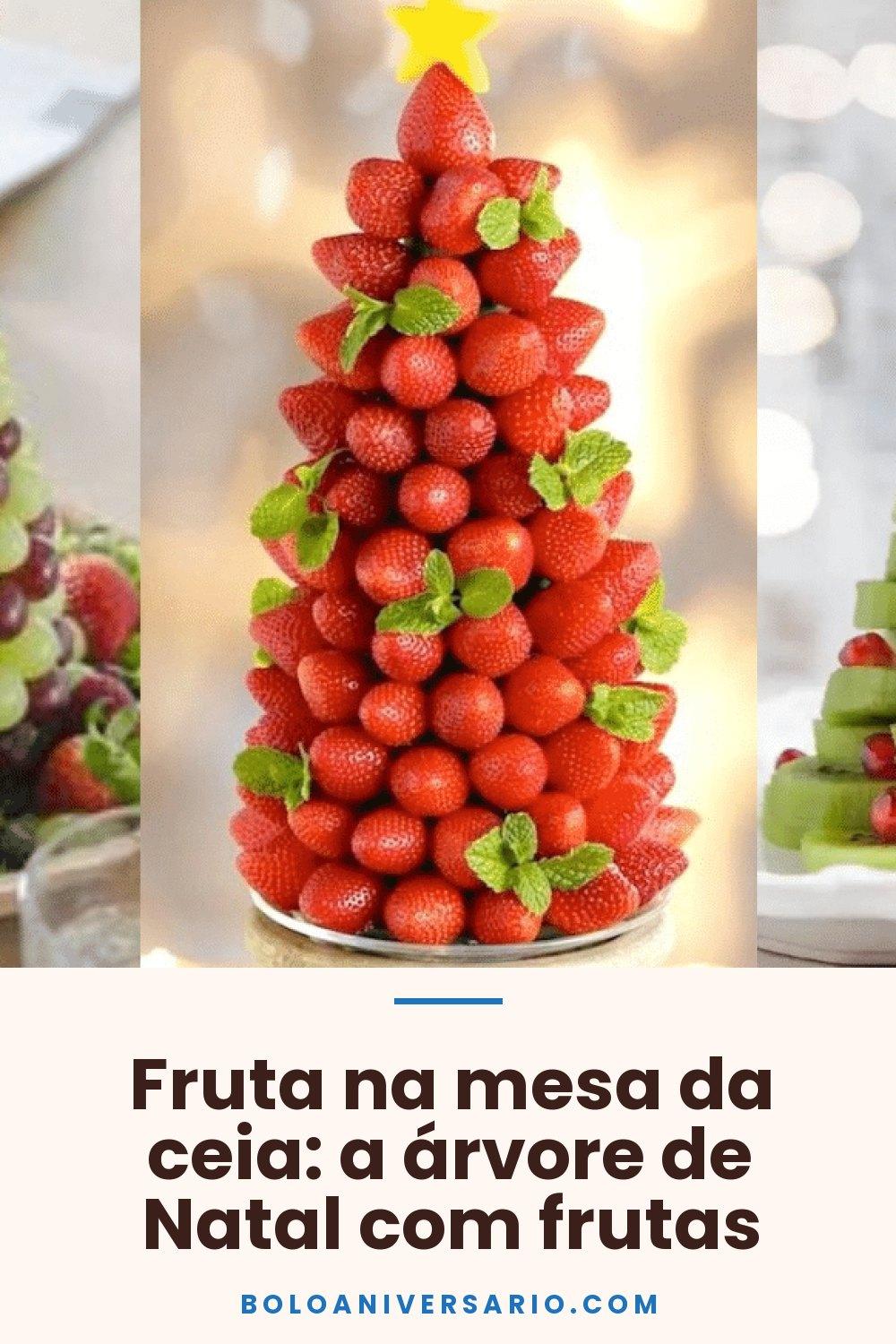 Fruta na mesa da ceia: a árvore de Natal com frutas