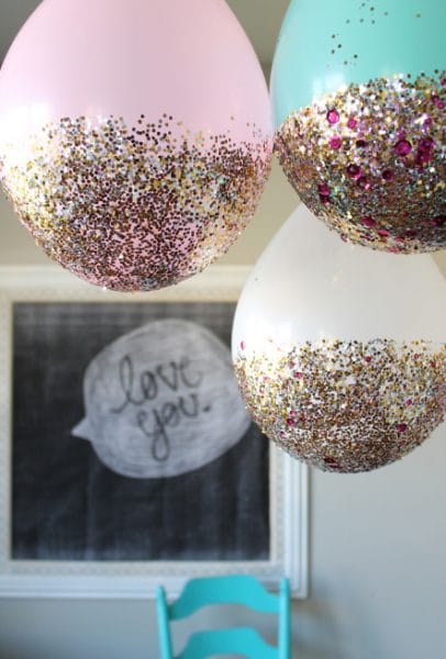 ideias criativas baloes festa glitter