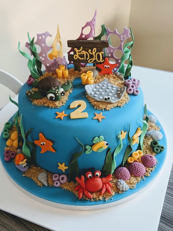 ideias de bolos com o tema fundo do mar colorido