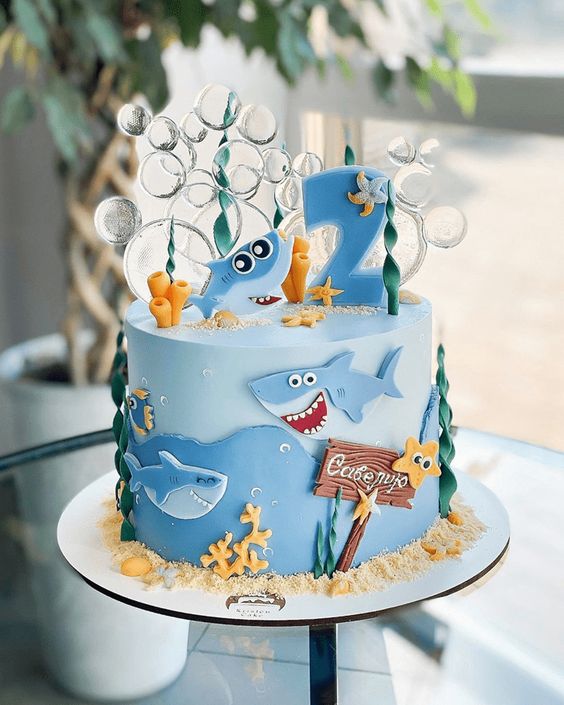 ideias de bolos com o tema fundo do mar tubarao