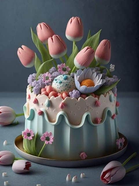 ideias de bolos decorados com tulipas 10