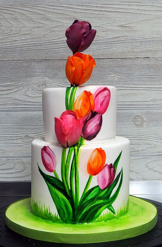 ideias de bolos decorados com tulipas 9