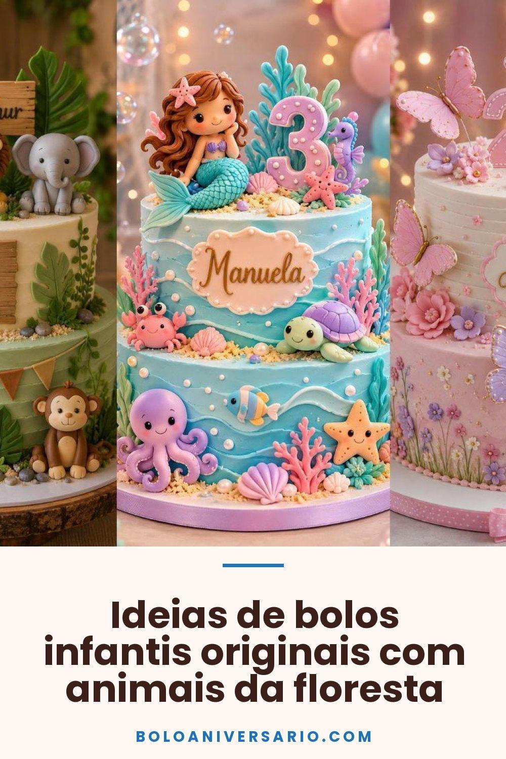 Ideias de bolos infantis originais com animais da floresta